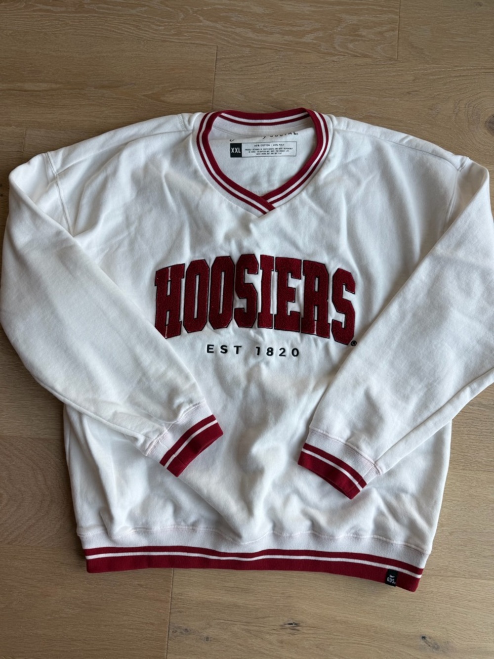 Gameday Social Hoosiers White & Red Men's Pullover Sweatshirt